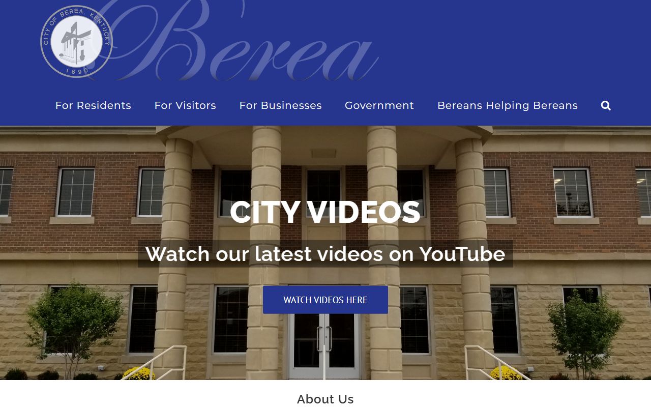 Berea Kentucky city website homepage
