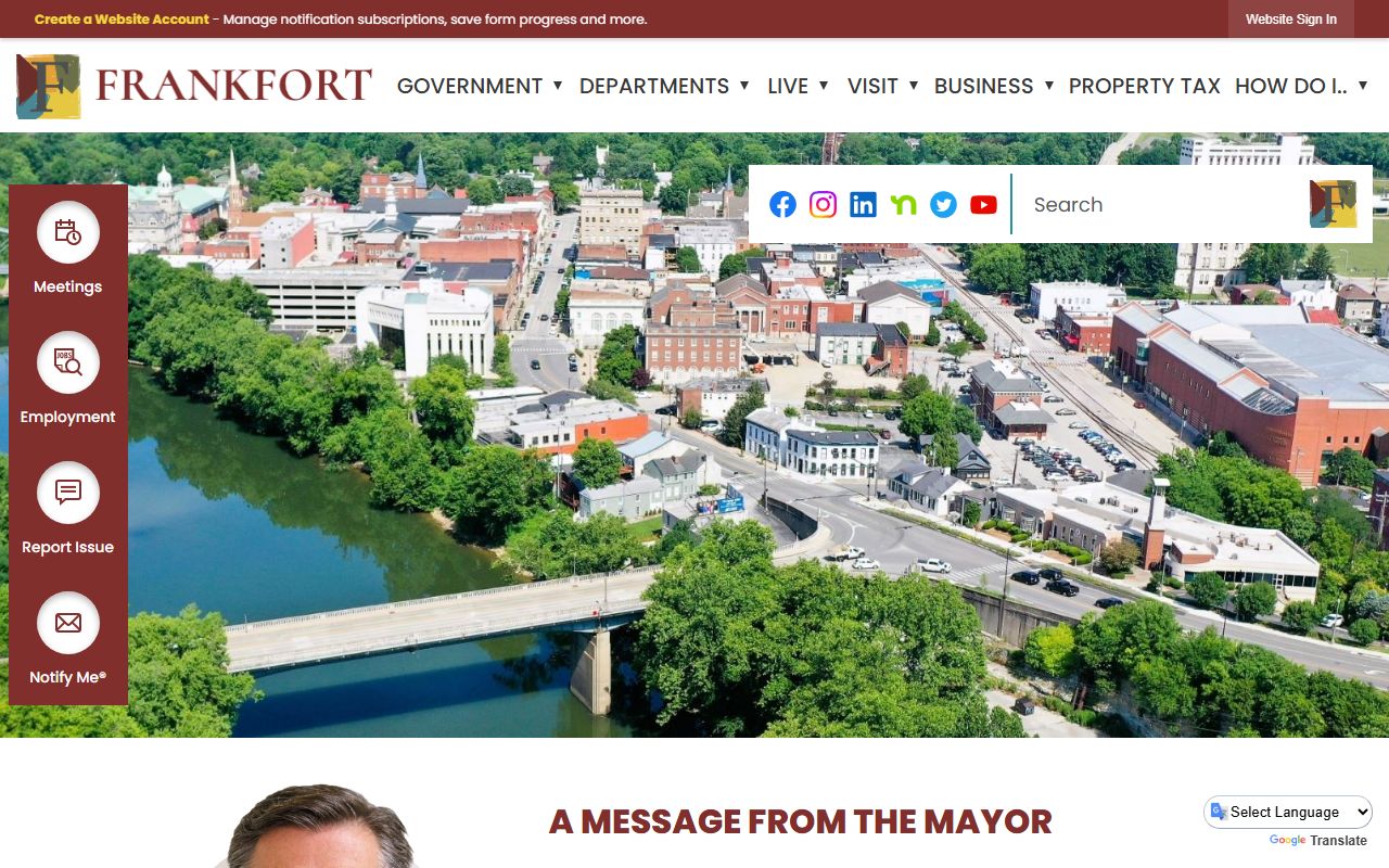 City of Frankfort official website homepage