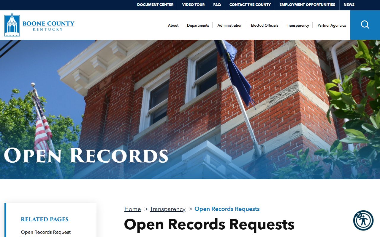 Boone County government open records portal for public document requests