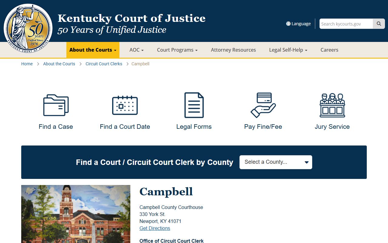 Campbell County courthouse and circuit court clerk services