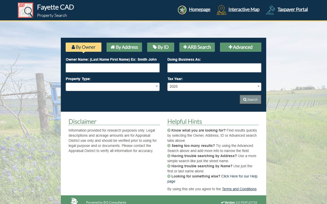 Fayette County CAD property search system