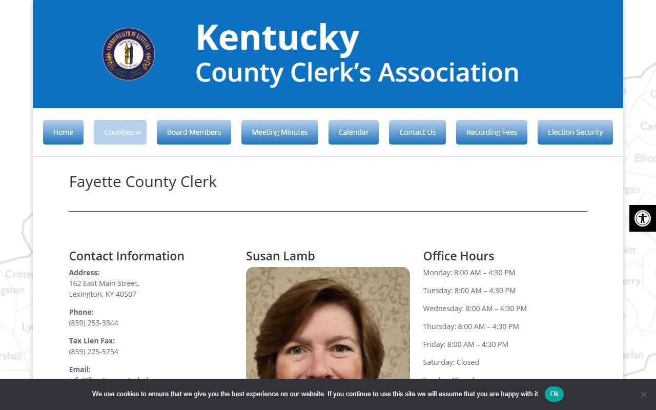 Fayette County Clerk office information page
