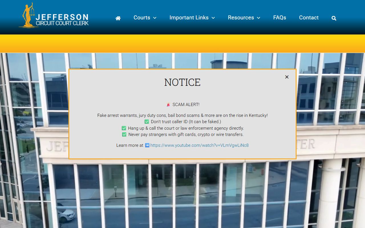 Jefferson County Circuit Court Clerk website for accessing court records