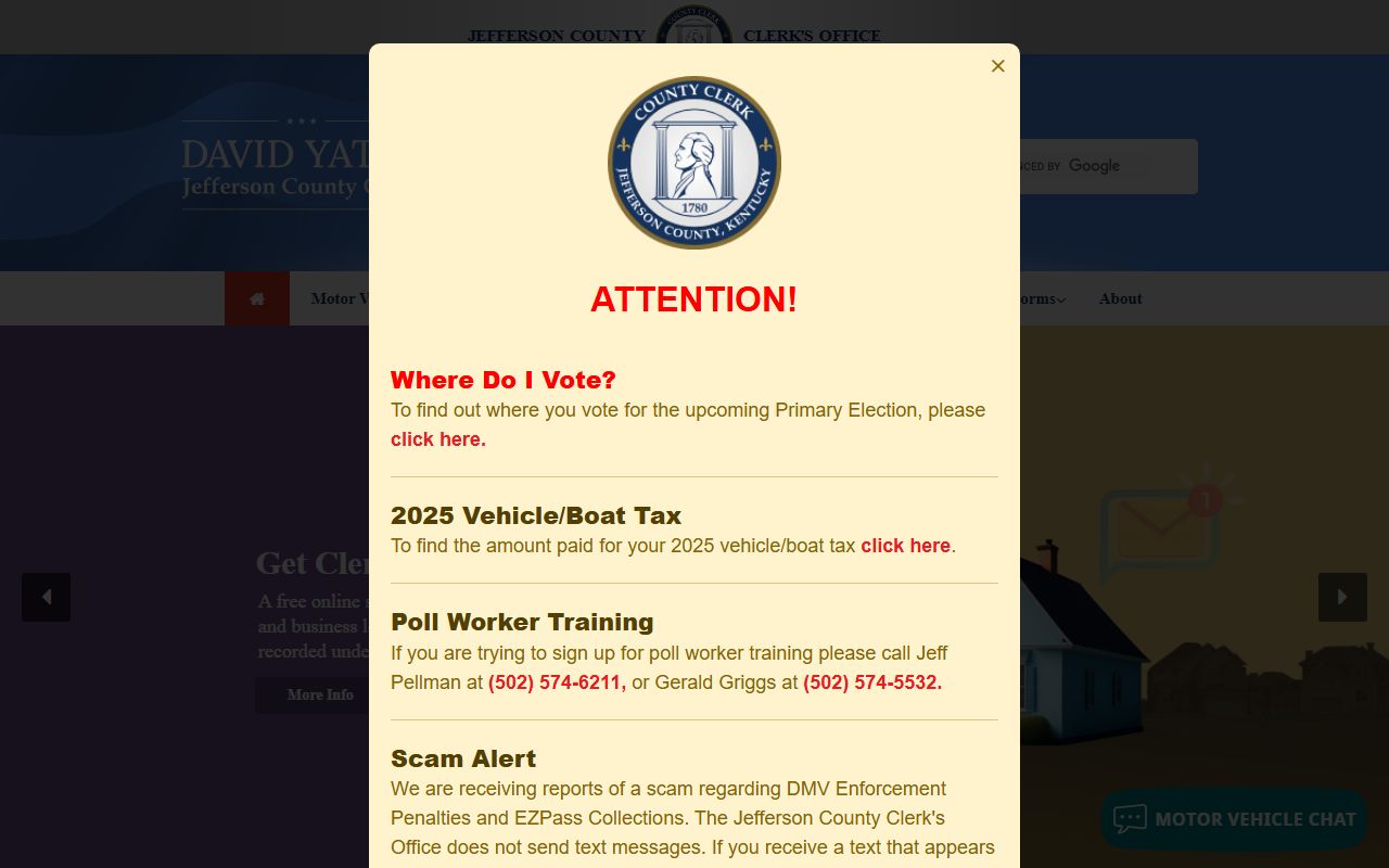 Jefferson County Clerk official homepage with services and contact information