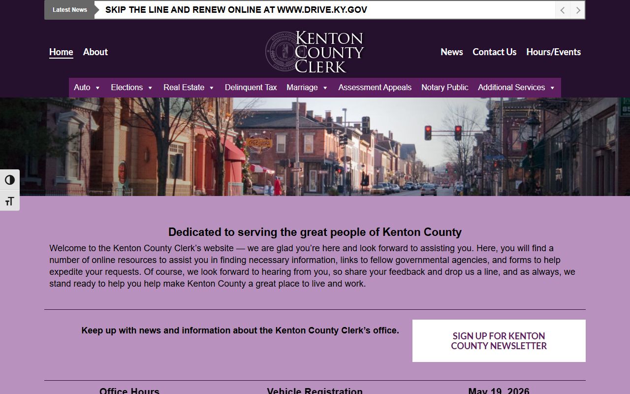 Kenton County Clerk official website homepage