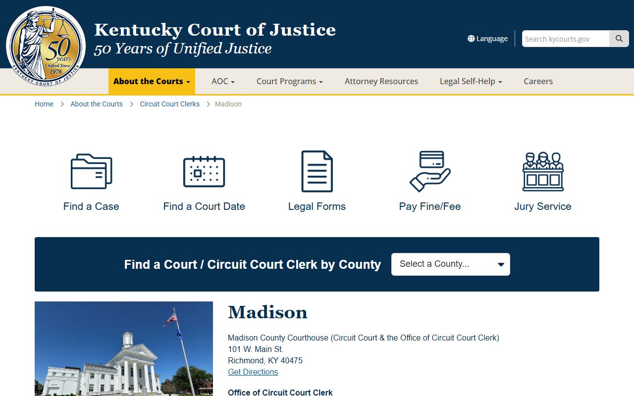 Madison County Kentucky court information and public records access
